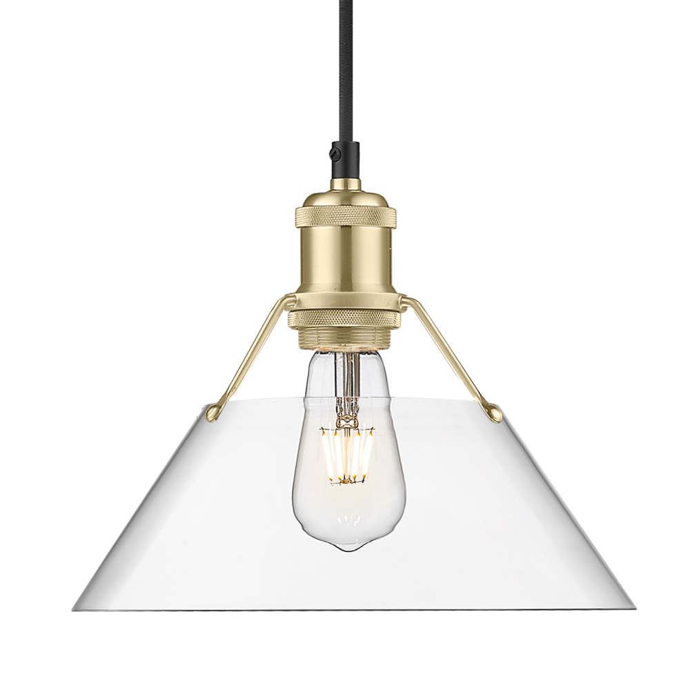 Yep by Golden Lighting Orwell 1-light 10in Pendant in Brushed Champagne Brass and Clear Glass